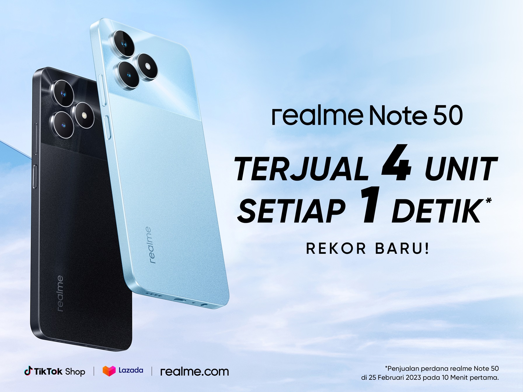 Performa penjualan realme Note 50 sangat tinggi dengan 4 unit terjual setiap 1 detik.