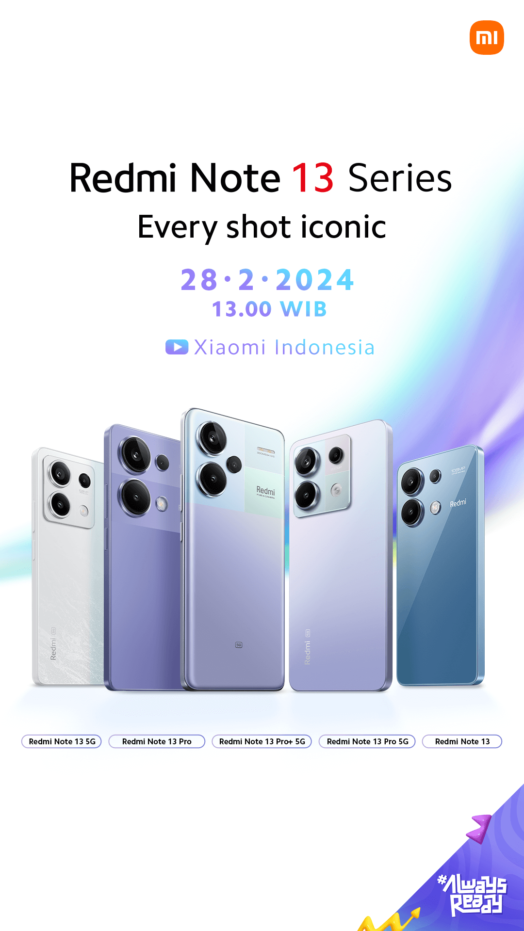 Redmi Note 13 Series akan dipastikan hadir untuk memenuhi kebutuhan fotografi yang iconic di Indonesia!