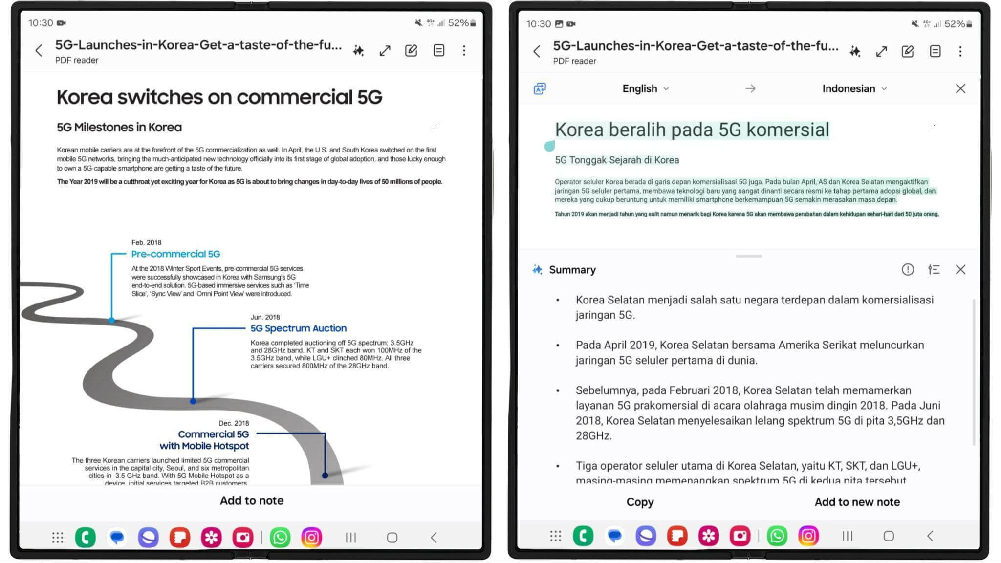 Terjemahkan dokumen PDF kamu dengan fitur PDF Overlay pada Note Assist Galaxy Z Fold6 untuk menyederhanakan proses kerja sehari-hari