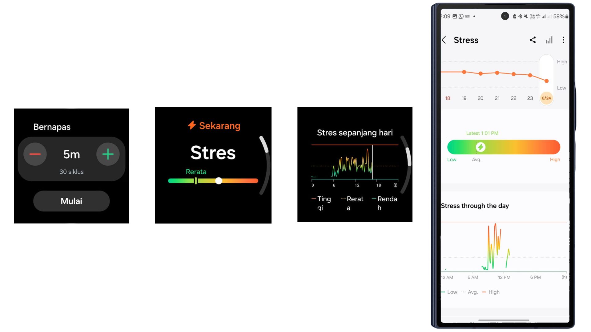 Track stres level untuk dapatkan gambaran kondisi stres kamu pakai fitur stress monitoring Galaxy Watch7