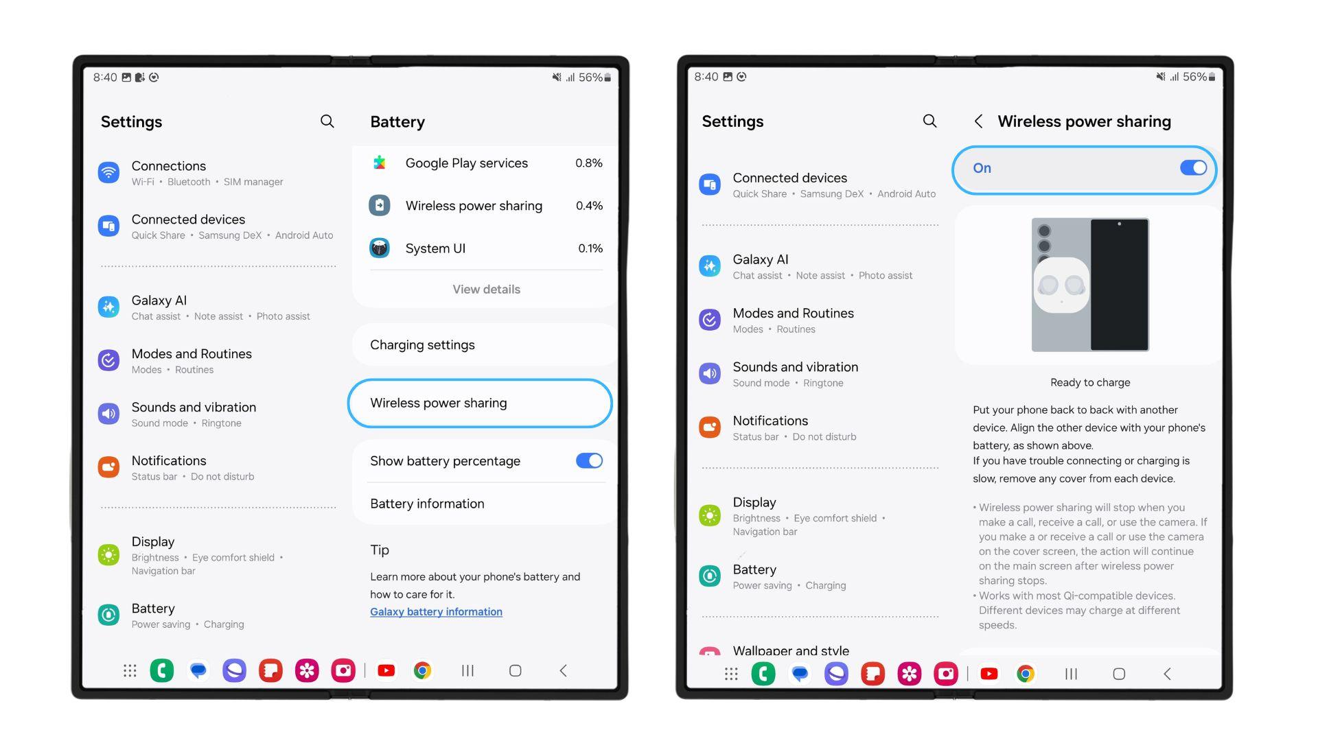 Pengaturan yang harus kamu lakukan saat ingin mengaktifkan wireless power sharing