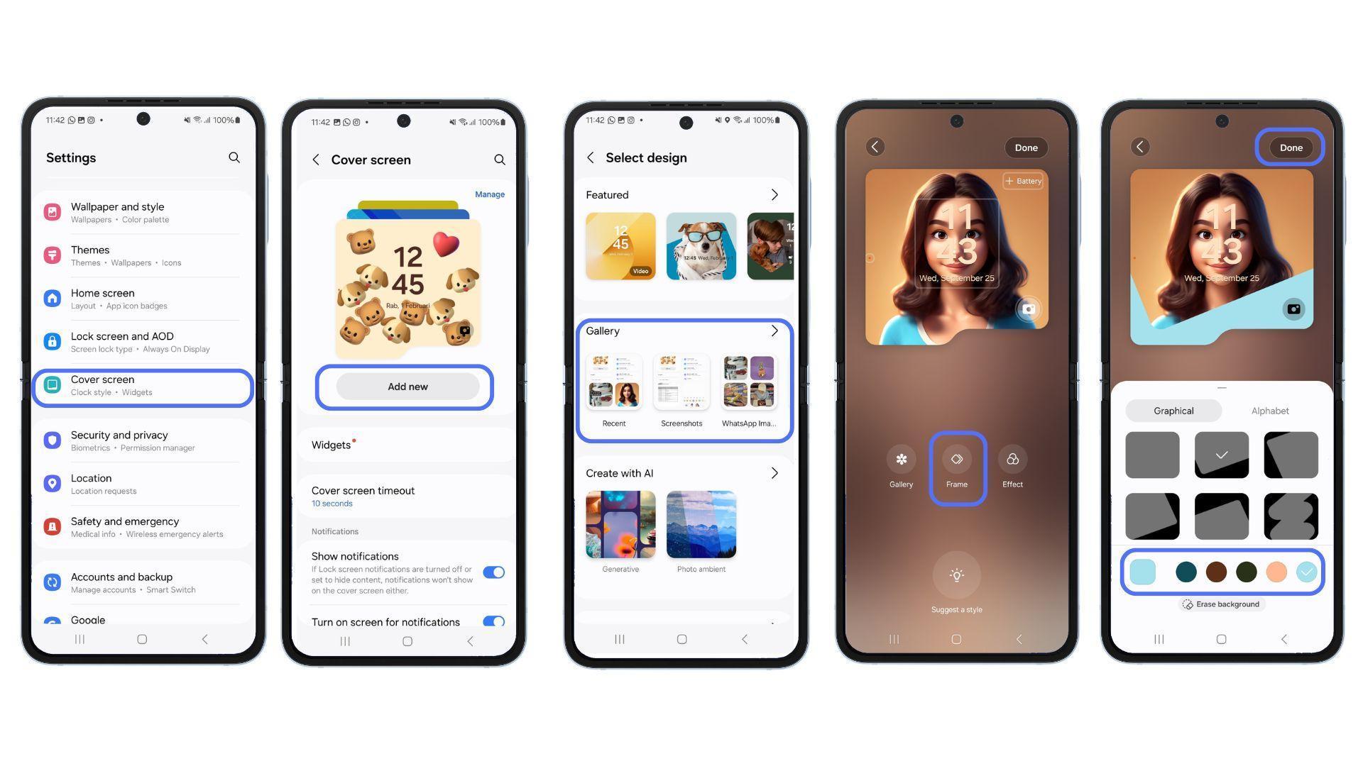 Sesuaikan tampilan cover screen jadi lebih stylish sesuai selera kamu di Galaxy Z Flip6