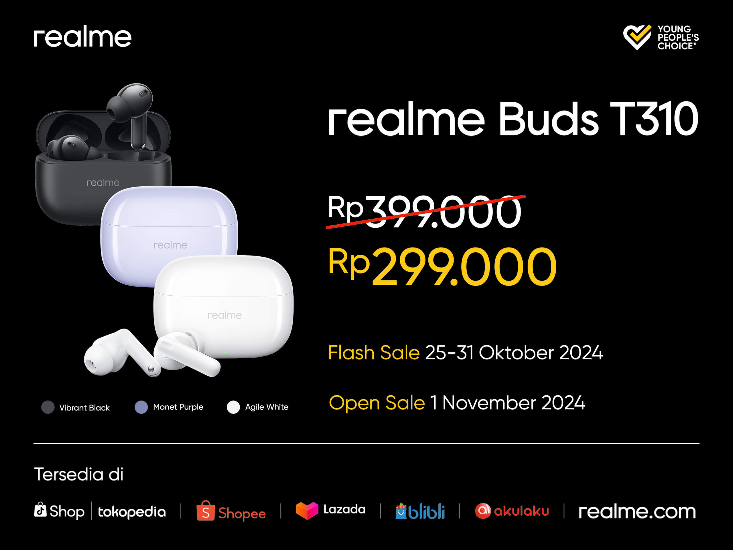 realme Buds T310 menjadi TWS terbaru realme dengan teknologi kelas atas.