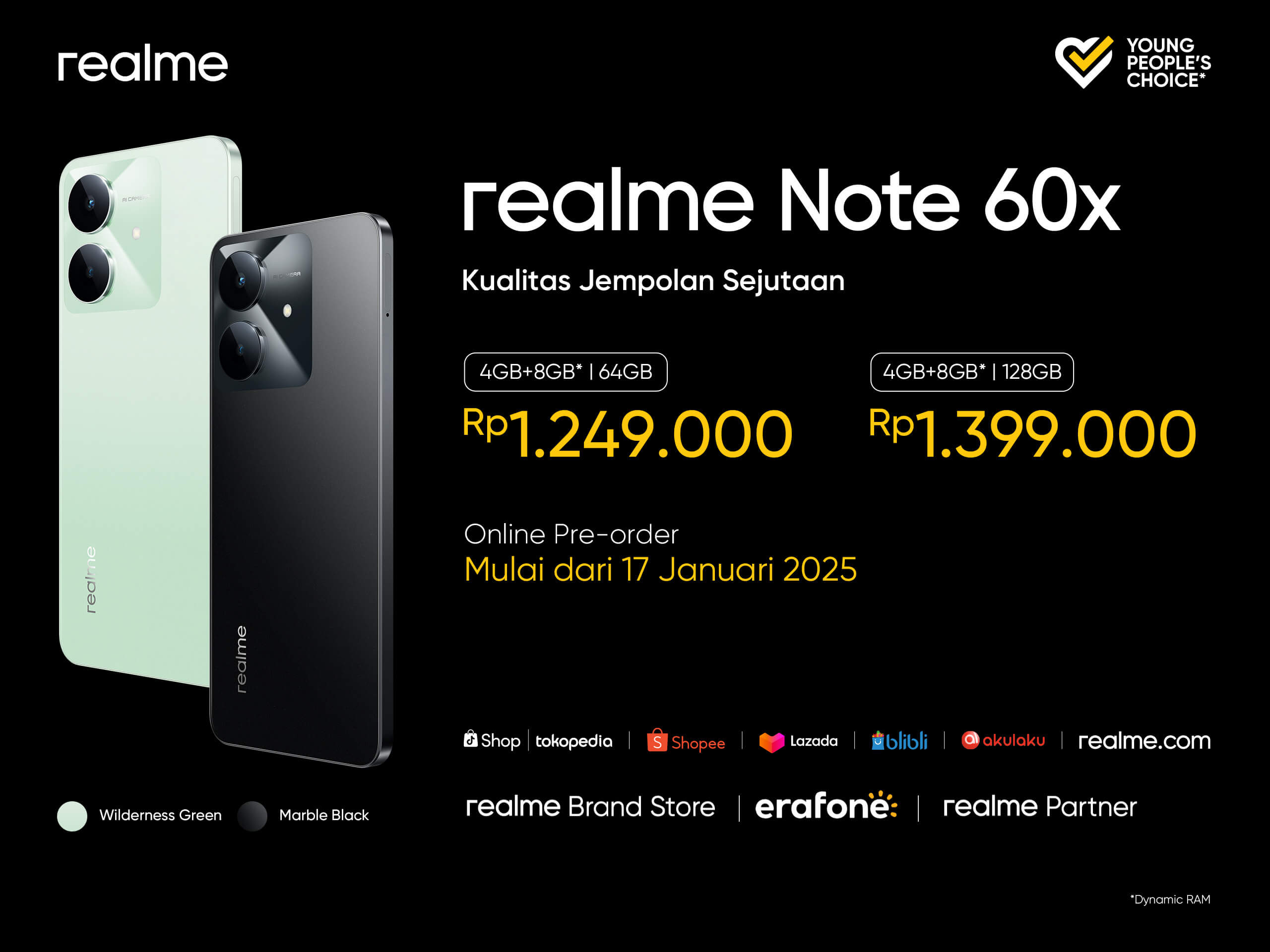 Harga realme Note 60x di Indonesia.