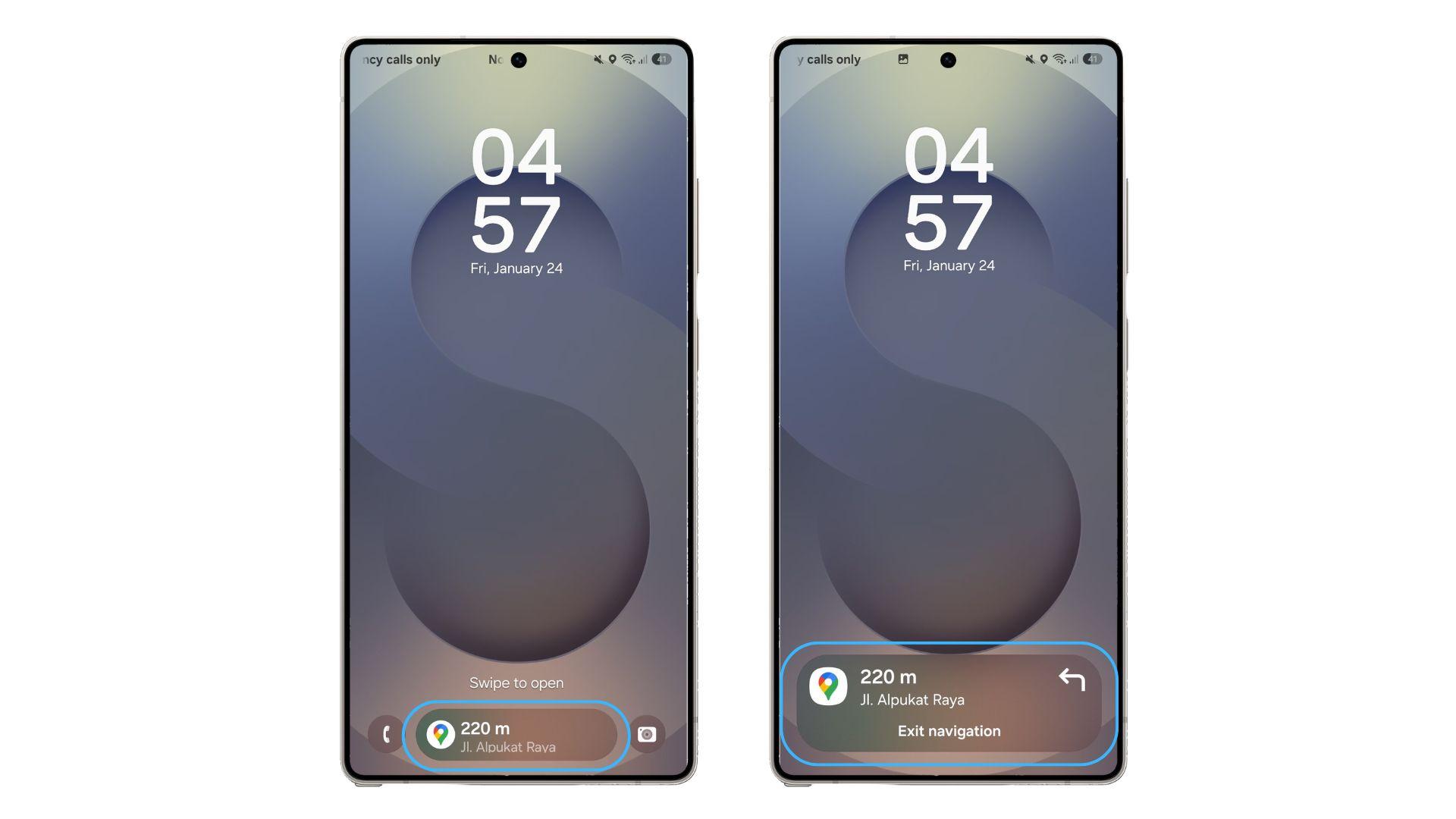Ikuti petunjuk navigasi lewat Now Bar pada lockscreen Galaxy S25 Series