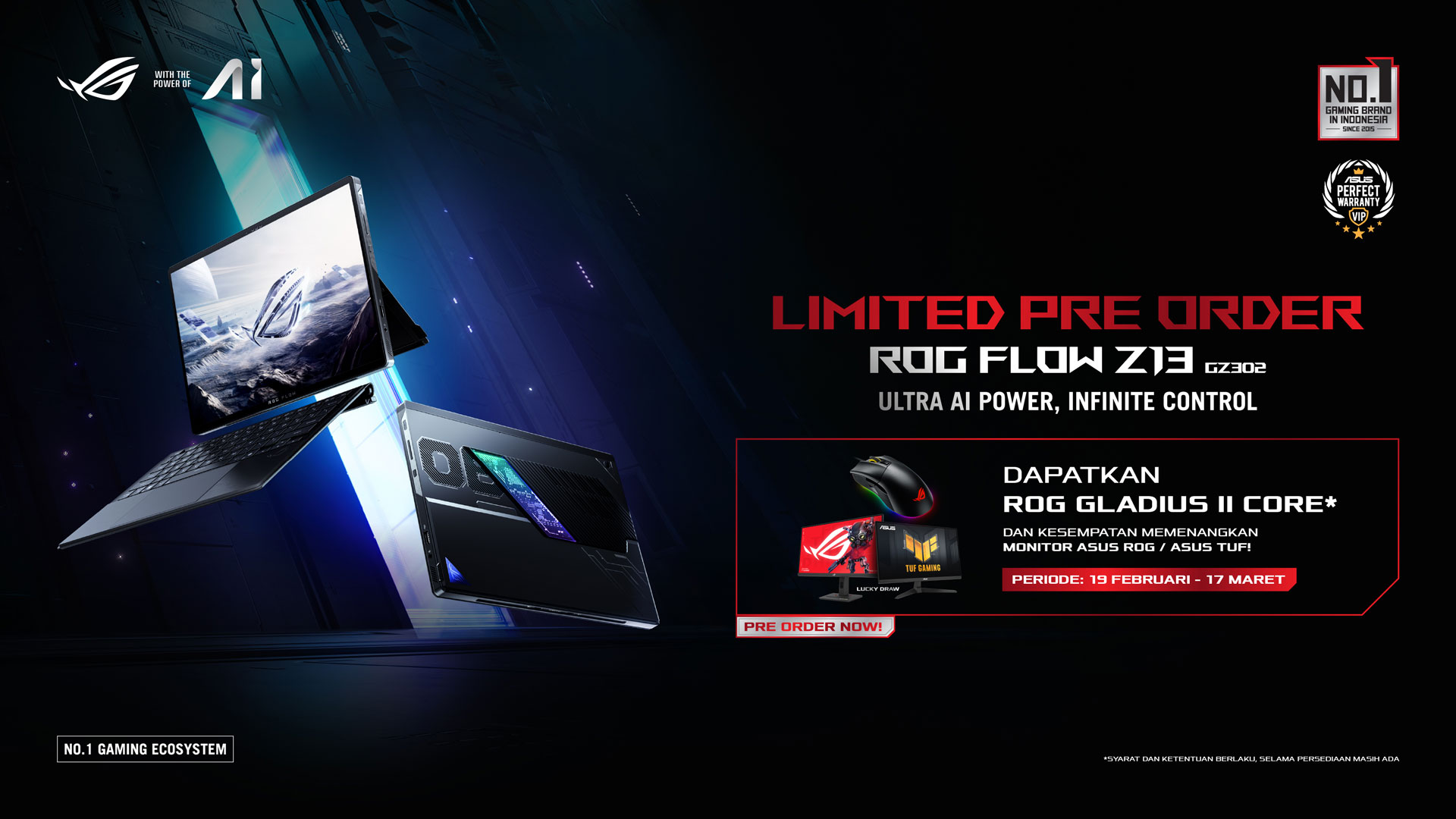 Pre Order ASUS ROG Flow Z13 sudah dibuka! Dapatkan kesempatan mendapatkan Hadiah Monitor Gaming loh!
