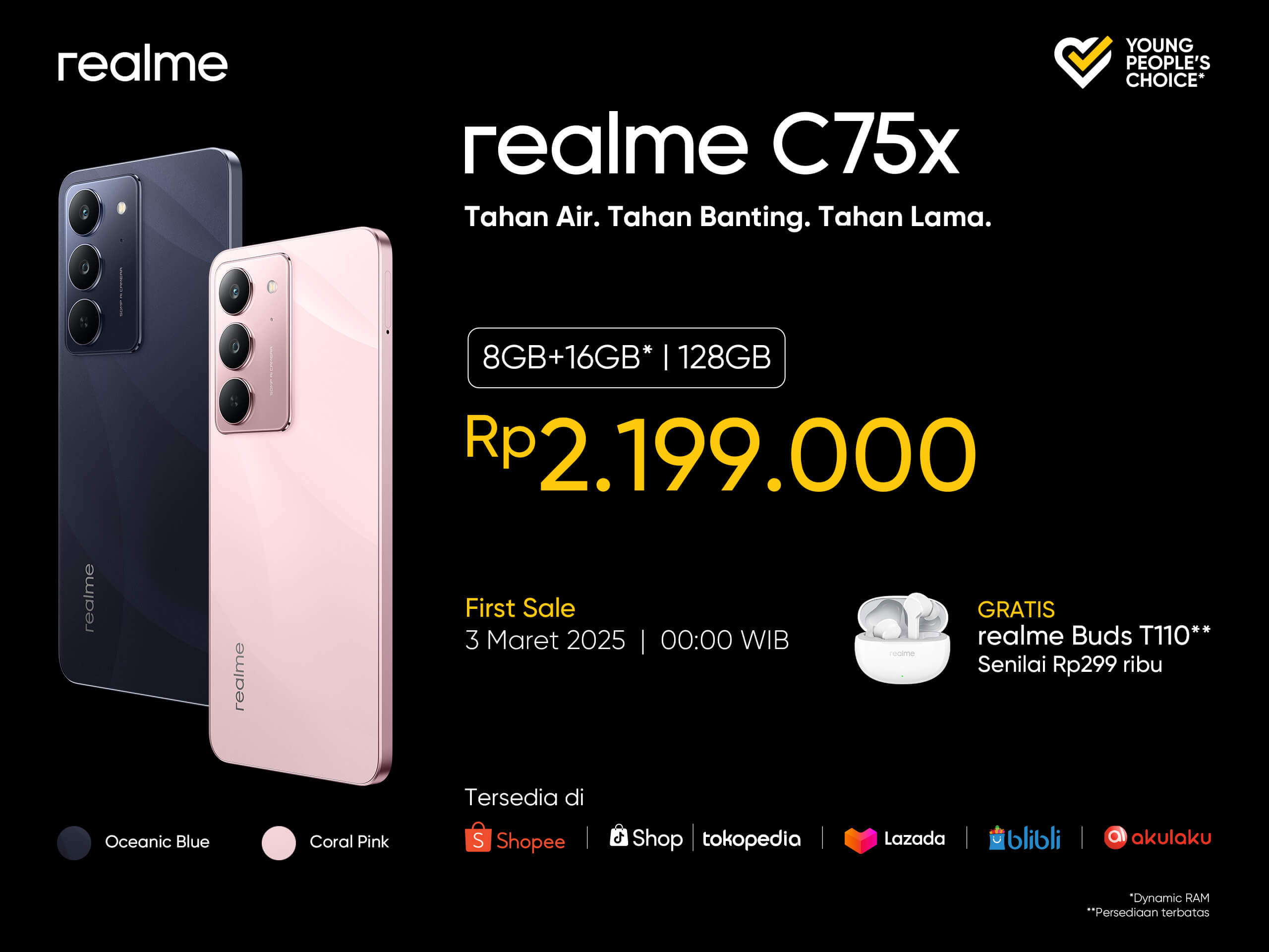 Harga penjualan dari realme C75x di Indonesia.