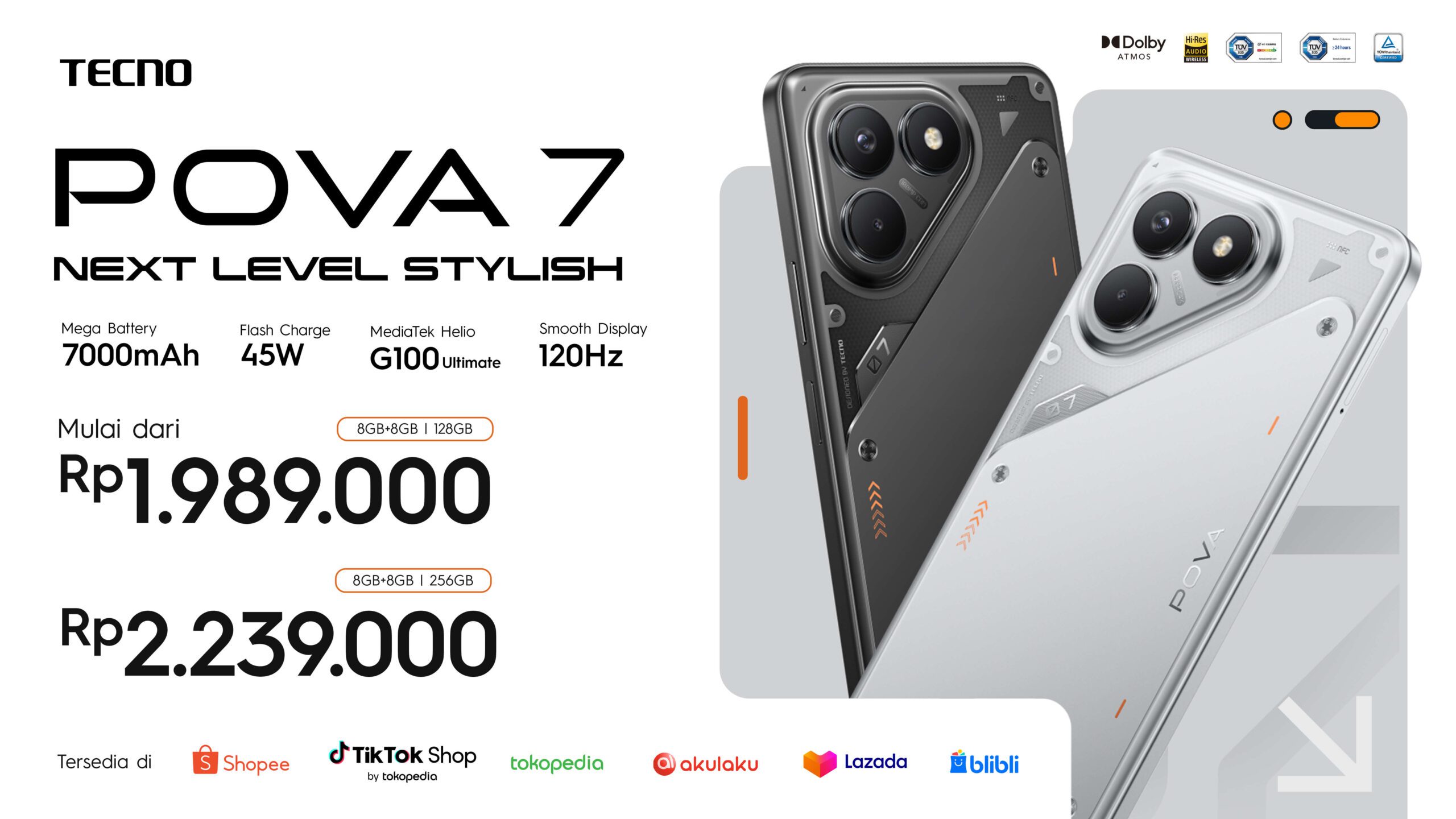 Harga dan Ketersediaan dari TECNO POVA 7