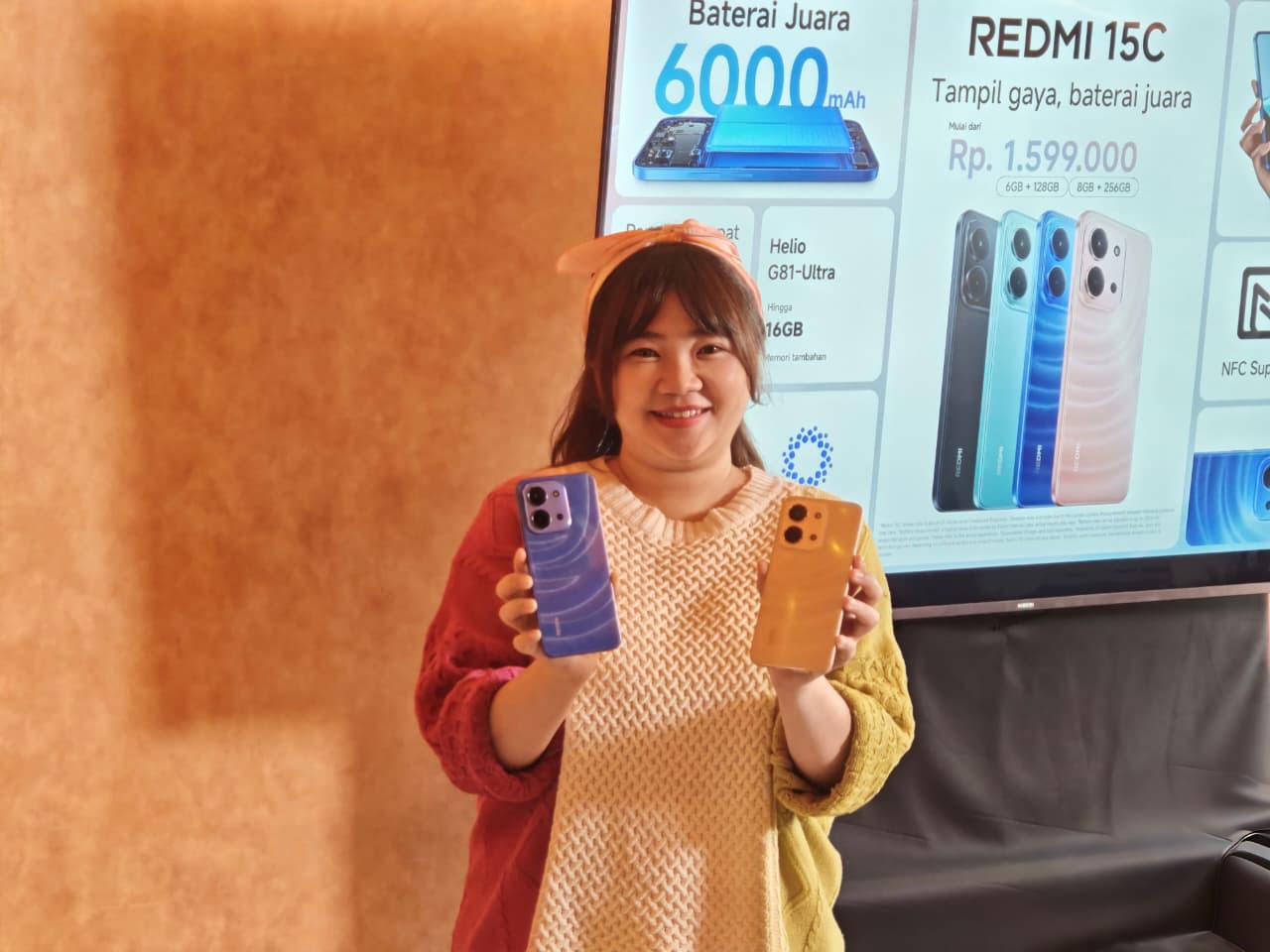 Falencia, PR Manager Xiaomi Indonesia dalam peluncuran Redmi 15C