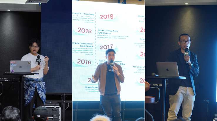 Dari kiri ke kanan: Theodore Mangowal, Fransiskus Alvin, dan Sandhika Galih berbagi pengalaman tentang dunia coding (dok: Logitech) Dari kiri ke kanan: Theodore Mangowal, Fransiskus Alvin, dan Sandhika Galih berbagi pengalaman tentang dunia coding (dok: Logitech)