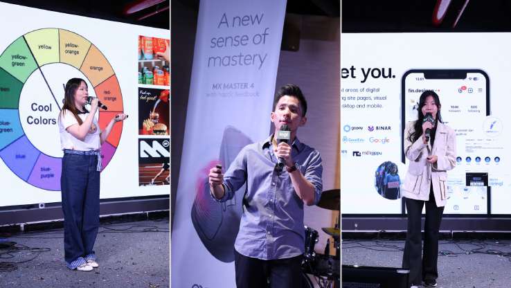 Dari kiri ke kanan: Gracella Prisilya, Edward Sudjono, dan Fini Charisa membawakan materi tentang desain di sesi Design Master Room (dok: Logitech). Dari kiri ke kanan: Gracella Prisilya, Edward Sudjono, dan Fini Charisa membawakan materi tentang desain di sesi Design Master Room (dok: Logitech).