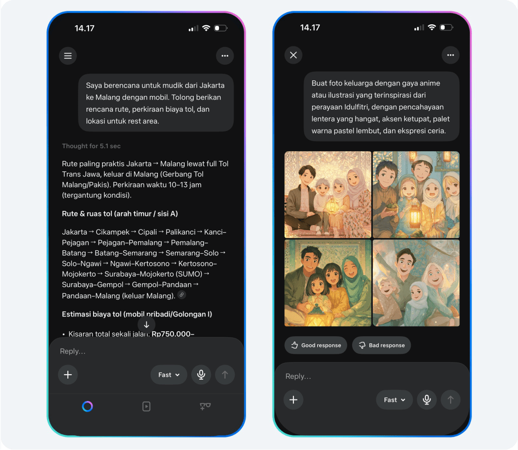Hadirkan sentuhan kreatif ala Kreator Profesional di momen kebersamaan Ramadan dan Idulfitri bersama Meta AI.