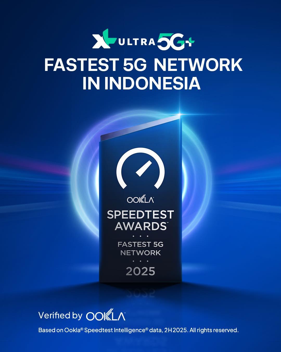Gambar 2: XL Ultra 5G+ diakui oleh Ookla sebagai jaringan 5G tercepat di Indonesia Semester II 2025