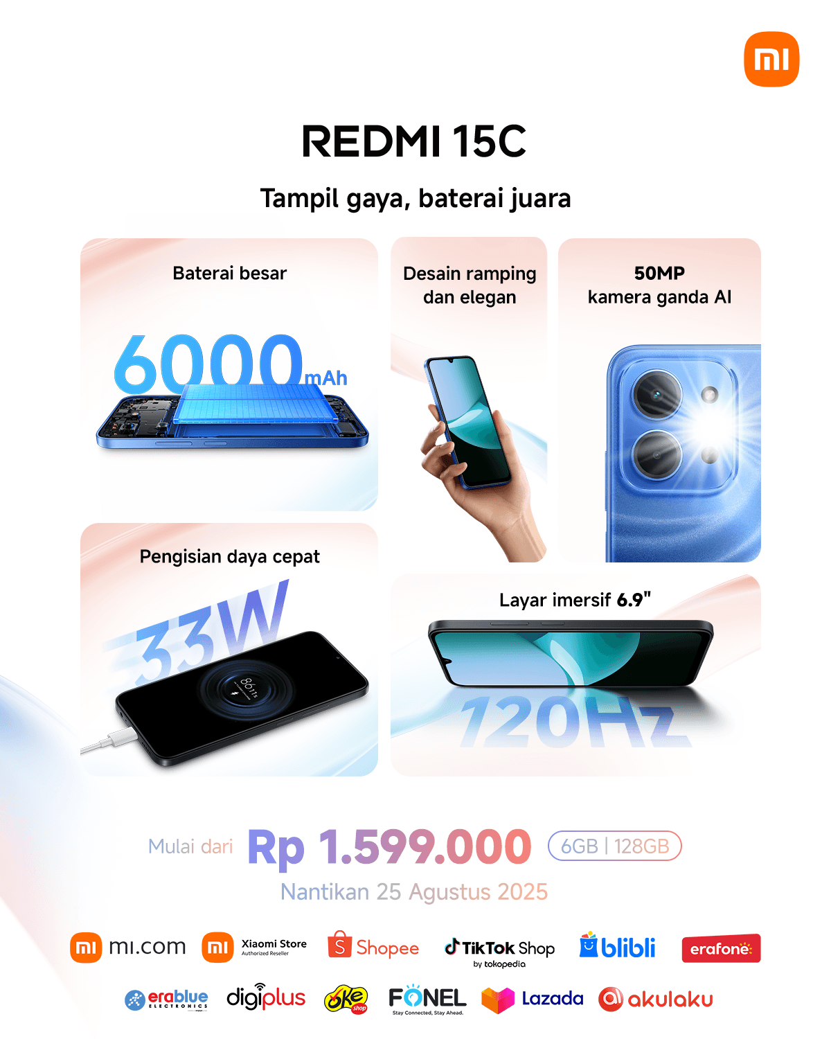 Harga dan Highlight Feature dari REDMI 15C