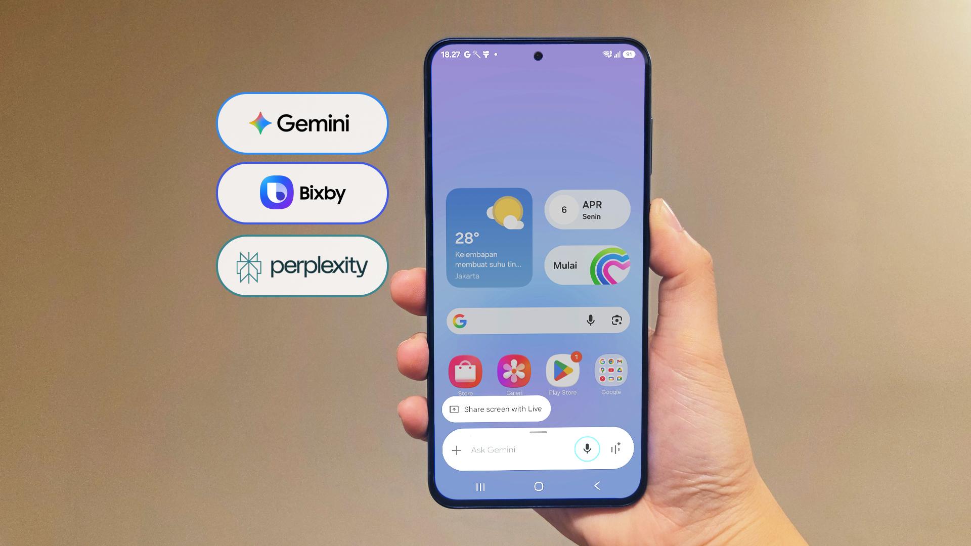 Pilihan Awesome Intelligence agents pada Galaxy A57 5G yaitu Gemini, Bixby, dan Perplexity Pilihan Awesome Intelligence agents pada Galaxy A57 5G yaitu Gemini, Bixby, dan Perplexity